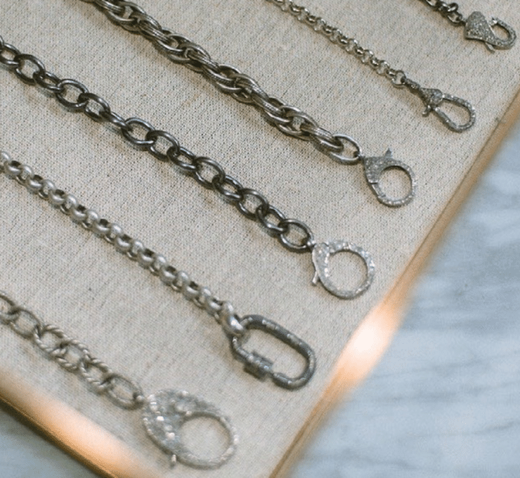 Silver chains with Indian diamond clasps