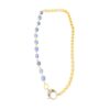 22″ blue agate cabochon and Rolo chain with diamond clasp