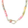 19″ silver and tourmaline necklace with diamond clasp